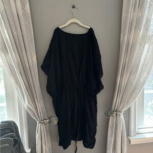 Lands' End Black Mini Dress with 3/4 Bateau Sleeves
